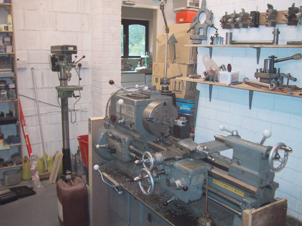 Lathe and drill in new workshop